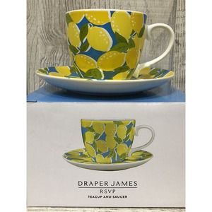Draper James RSVP Yellow Lemon Citron Tea Cup and Saucer Set NEW IN BOX
